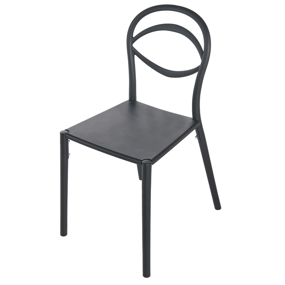 Set di 4 sedie da giardino leggere e resistenti alle intemperie colore nero stile moderno