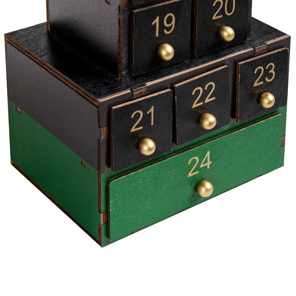 Decorazione natalizia in legno multicolore 24 piccoli cassetti Calendario dell'Avvento Schiaccianoci