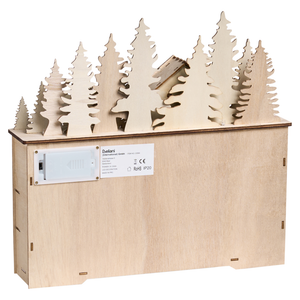 Decorazione natalizia in legno marrone chiaro illuminata con luci LED Calendario dell'Avvento a batteria Scenario natalizio