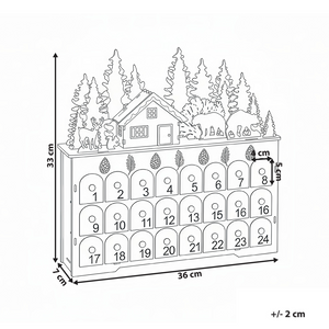 Decorazione natalizia in legno marrone chiaro illuminata con luci LED Calendario dell'Avvento a batteria Scenario natalizio