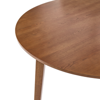 Tavolo da pranzo marrone scuro MDF impiallacciato rovere Base in legno di gomma 140 cm Piano del tavolo rotondo Moderno