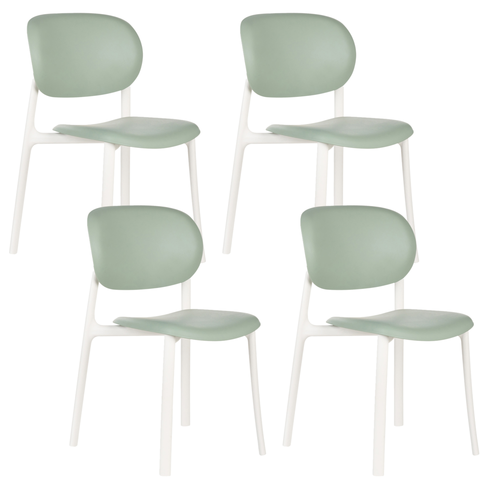 Set di 4 sedie da giardino verde leggere e resistenti alle intemperie stile moderno