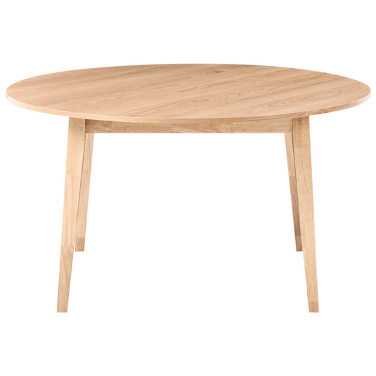 Tavolo da pranzo marrone chiaro MDF impiallacciato rovere Base in legno di gomma 140 cm Piano del tavolo rotondo Moderno