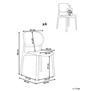 Set di 4 sedie da giardino rosa pastello leggere e resistenti alle intemperie stile moderno