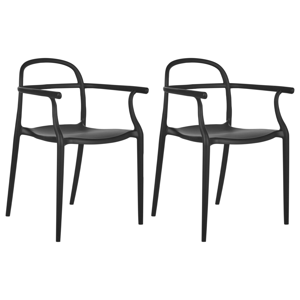 Set di 2 sedie da giardino leggere e resistenti alle intemperie colore nero pastello stile moderno