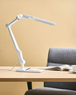 Lampada da tavolo LED per ufficio domestico con braccio regolabile e orientabil dimmer continuo e modalità CCT Colore bianco