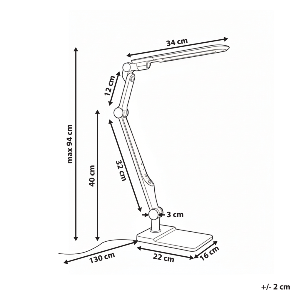 Lampada da tavolo LED per ufficio domestico con braccio regolabile e orientabil dimmer continuo e modalità CCT Colore bianco