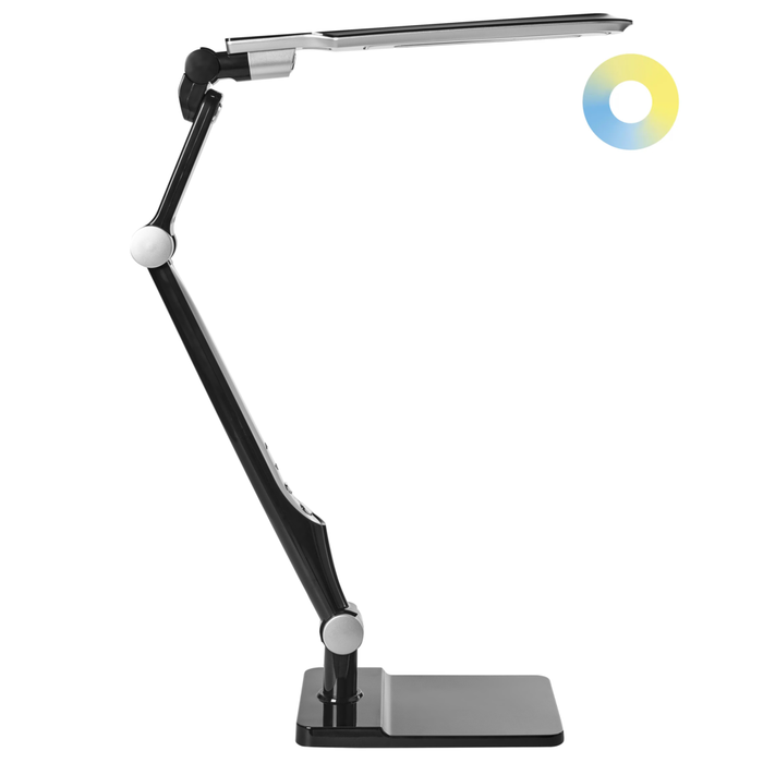 Lampada da tavolo LED per ufficio domestico con braccio regolabile e orientabil dimmer continuo e modalità CCT Colore nero