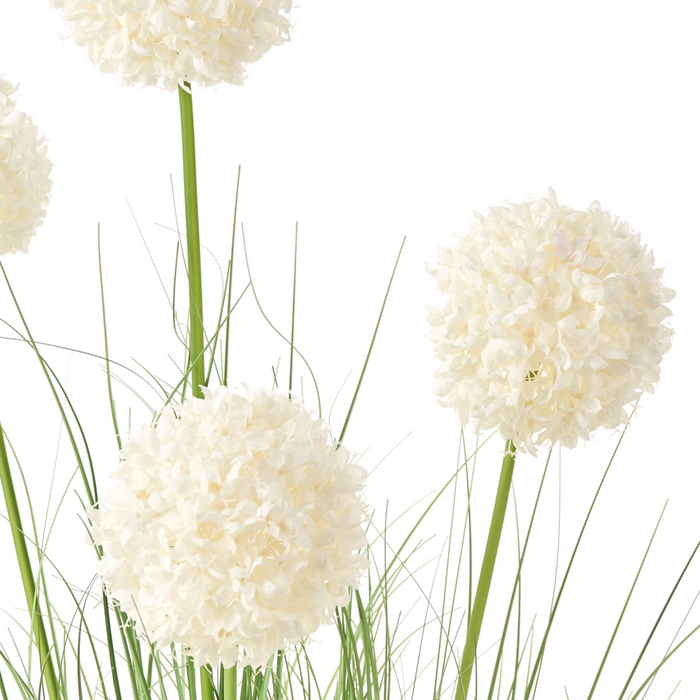 Pianta artificiale in vaso Erba verde Fiore di canna Bianco di Guelder e vaso di plastica nero 120 cm Accessorio decorativo per la casa