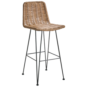 Set di sedie da bar per cucina e sala da pranzo in rattan rustico boho marrone Cassita