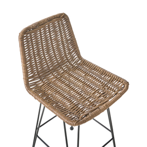 Set di sedie da bar per cucina e sala da pranzo in rattan rustico boho marrone Cassita