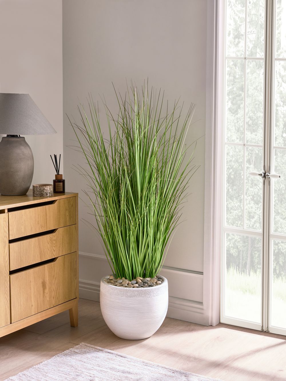 Pianta artificiale in vaso Materiale sintetico verde e vaso di plastica nero 120 cm Accessorio decorativo per la casa