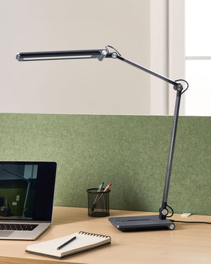 Lampada da tavolo LED per ufficio domestico con braccio regolabile e orientabile dimmer a 5 livelli e timer grigio