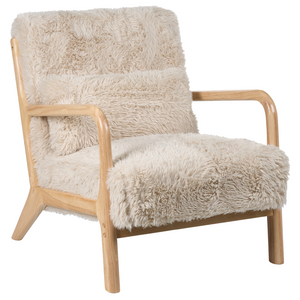 Poltrona in tessuto beige Gambe in legno con braccioli e cuscino Soggiorno classico tradizionale