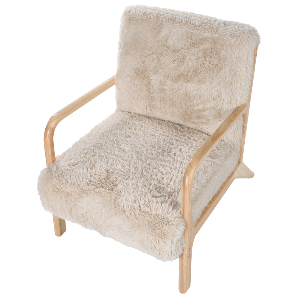 Poltrona in tessuto beige Gambe in legno con braccioli e cuscino Soggiorno classico tradizionale