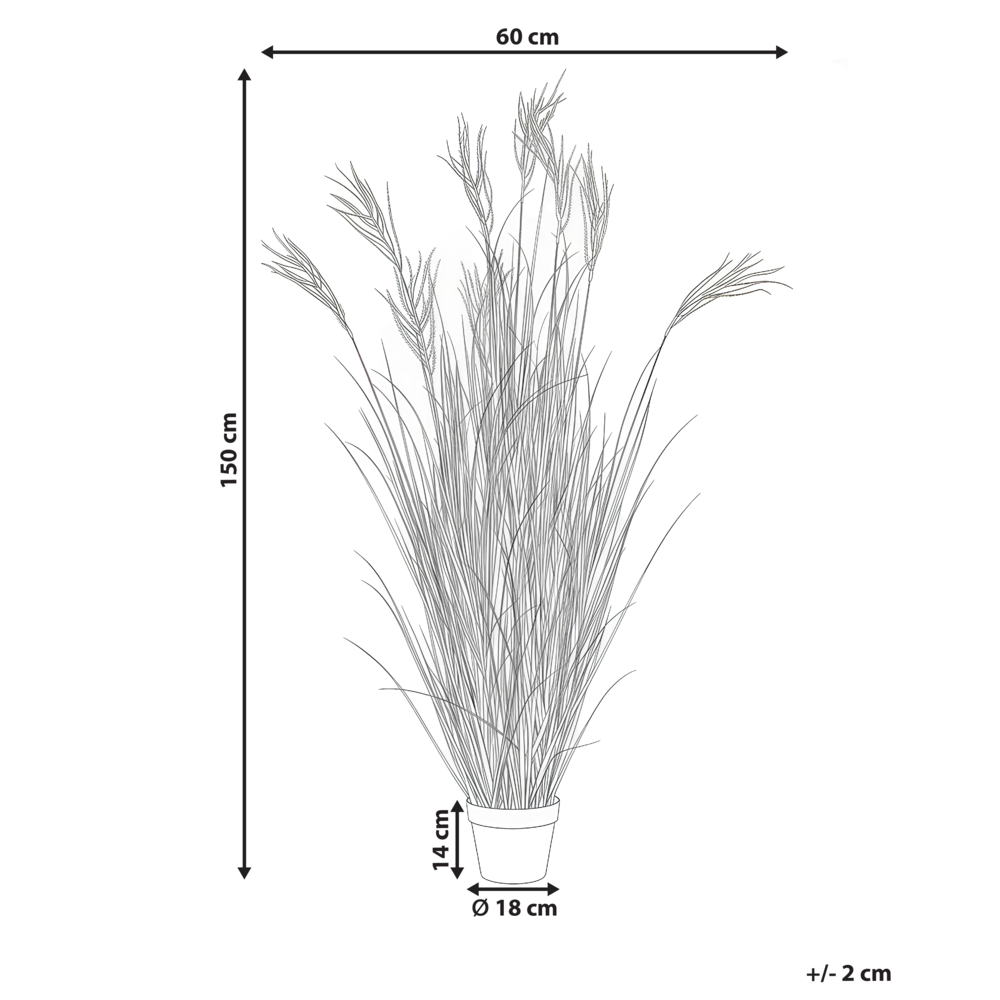 Pianta artificiale in vaso Verde e marrone Coda di Volpe Materiale sintetico e vaso di plastica nero 150 cm Accessorio decorativo per la casa