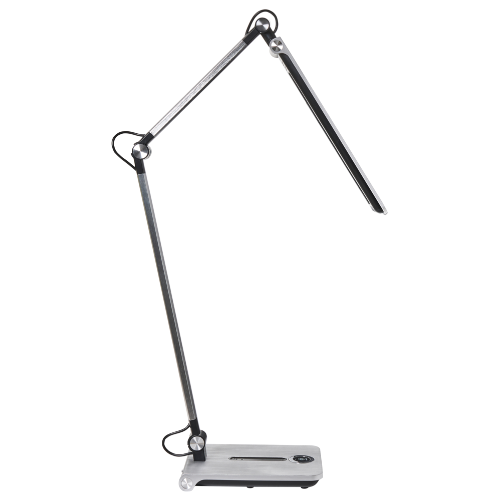 Lampada da tavolo LED per ufficio domestico con braccio regolabile e orientabile dimmer a 5 livelli e timer argento