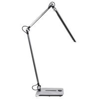 Lampada da tavolo LED per ufficio domestico con braccio regolabile e orientabile dimmer a 5 livelli e timer argento