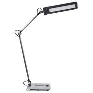 Lampada da tavolo LED per ufficio domestico con braccio regolabile e orientabile dimmer a 5 livelli e timer argento