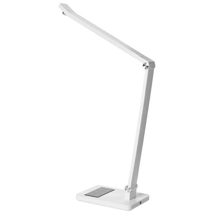 Lampada da scrivania a LED sintetico Braccio regolabile Paralume rotante Dimmer Sensore di movimento 3 colori Casa Ufficio Bianco