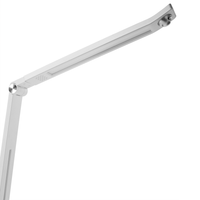 Lampada da scrivania a LED sintetico Braccio regolabile Paralume rotante Dimmer Sensore di movimento 3 colori Casa Ufficio Bianco