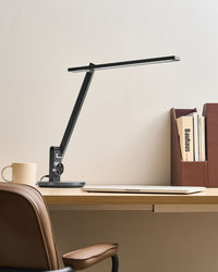 Lampada da tavolo LED per ufficio domestico con braccio regolabile e orientabile dimmer a 10 livelli e timer grigio