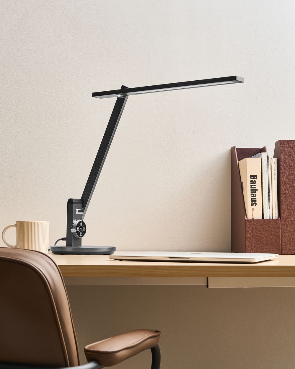 Lampada da tavolo LED per ufficio domestico con braccio regolabile e orientabile dimmer a 10 livelli e timer grigio