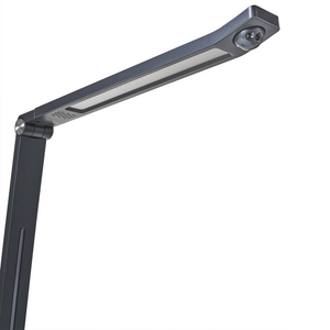 Lampada da scrivania a LED sintetico Braccio regolabile Paralume rotante Dimmer Sensore di movimento 3 colori Casa Ufficio Grigio