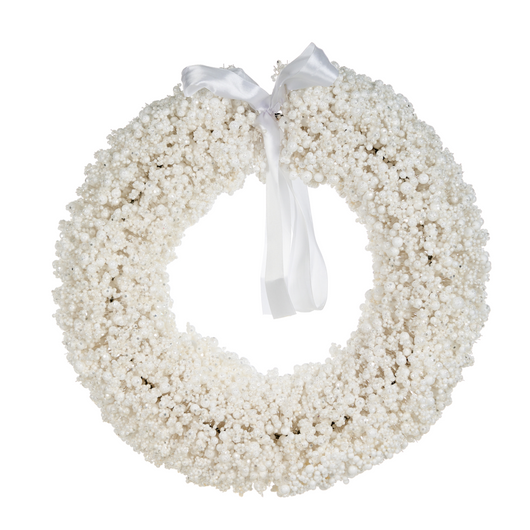 Ghirlanda di Natale Bianco Filo di metallo Materiale sintetico Neve artificiale Design tradizionale Rotondo 40 cm