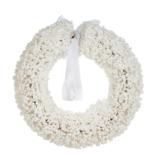 Ghirlanda di Natale Bianco Filo di metallo Materiale sintetico Neve artificiale Design tradizionale Rotondo 40 cm