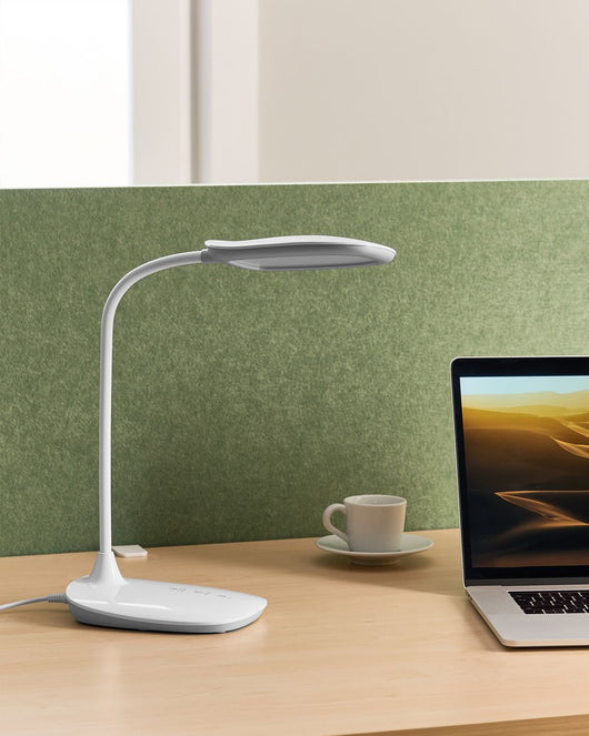 Lampada da scrivania per ufficio Illuminazione da tavolo bianca Lampada per computer da lettura Braccio regolabile Funzione CCT Dimmer Stepless