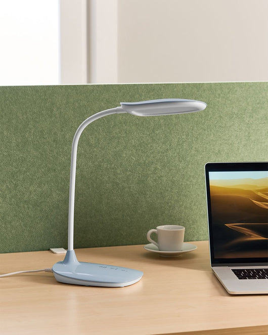 Lampada da scrivania per ufficio Illuminazione da tavolo blu Lampada per computer da lettura Braccio regolabile Funzione CCT Dimmer Stepless