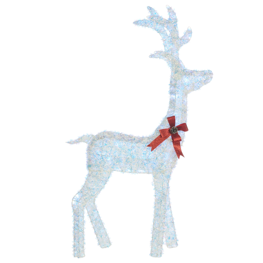 Decorazione natalizia da esterno a LED Renna 140 cm Decorazione natalizia da giardino Illuminata Bianca