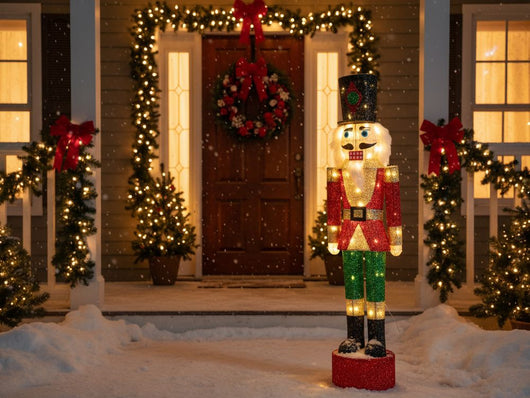 Decorazione natalizia da esterno a LED a forma di Schiaccianoci 120 cm Ornamento natalizio da giardino Illuminato Multicolore