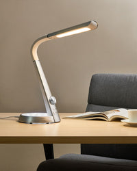 Lampada da scrivania per ufficio domestico 3 modalità CCT Dimmer continuo Porta USB Paralume regolabile Materiale sintetico Argento