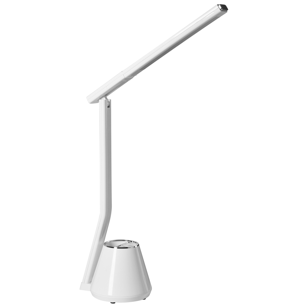 Lampada da scrivania moderna a LED Lampada da computer per ufficio domestico con portapenne 3 modalità CCT Dimmer Materiale sintetico Paralume regolabile bianco