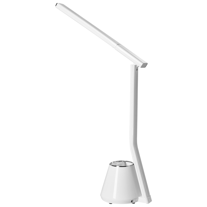 Lampada da scrivania moderna a LED Lampada da computer per ufficio domestico con portapenne 3 modalità CCT Dimmer Materiale sintetico Paralume regolabile bianco