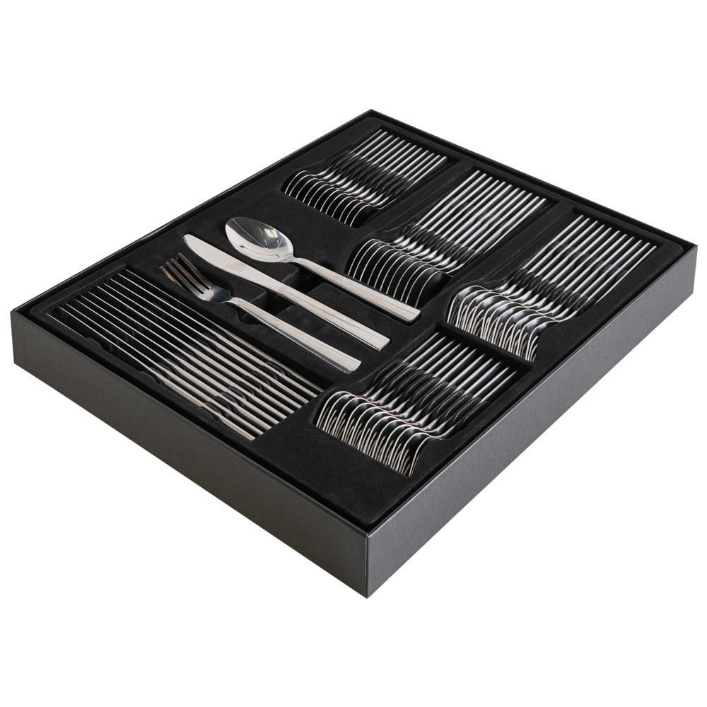 Set di posate da 60 pezzi Coltello Forchetta Cucchiaio Cucchiaino Forchetta da dolce Acciaio inossidabile Argento