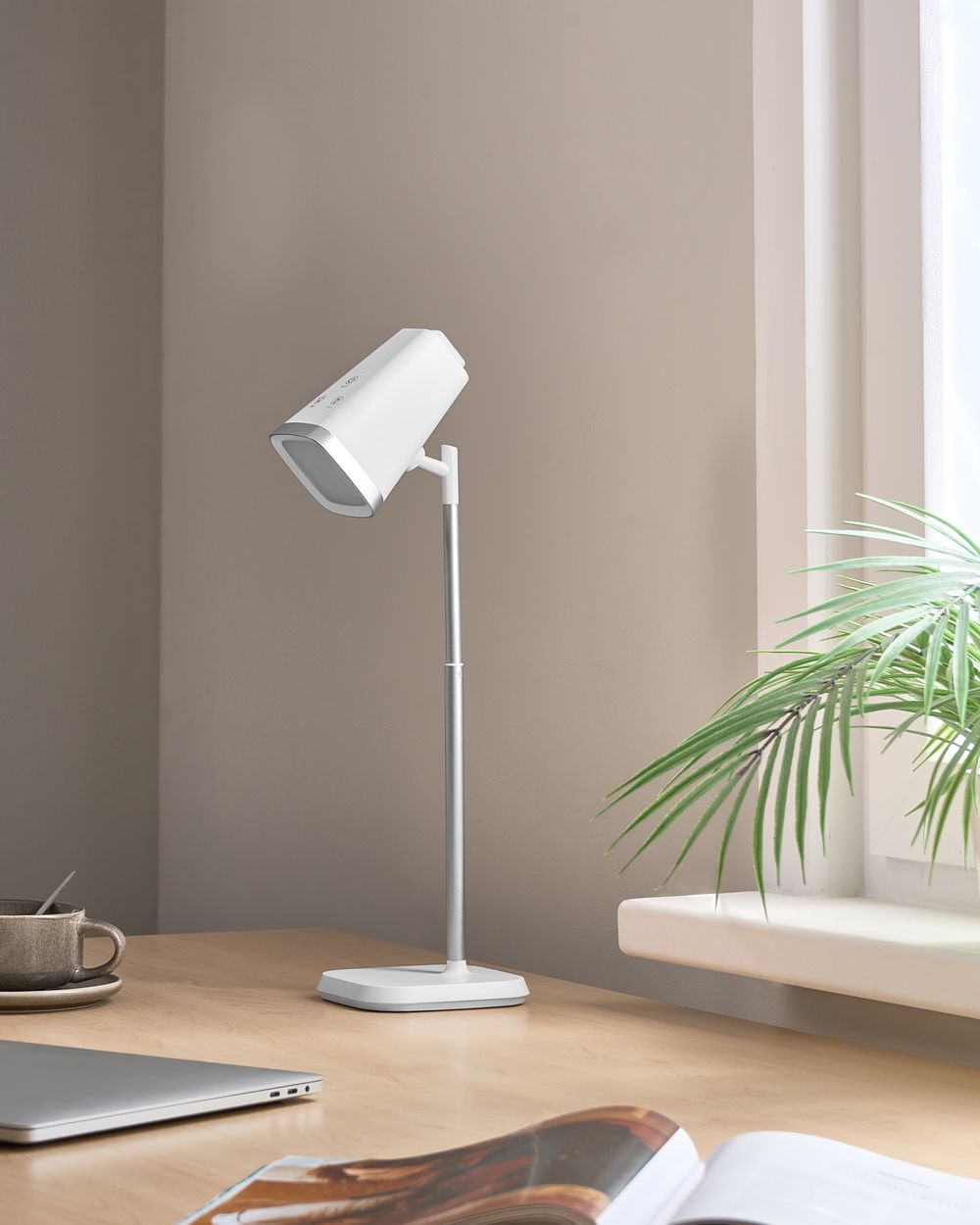 Lampada da tavolo e da parete per ufficio 2 in 1 bianco Illuminazione da tavolo Lettura Lampada per computer Braccio staccabile Funzione CCT Dimmer Stepless