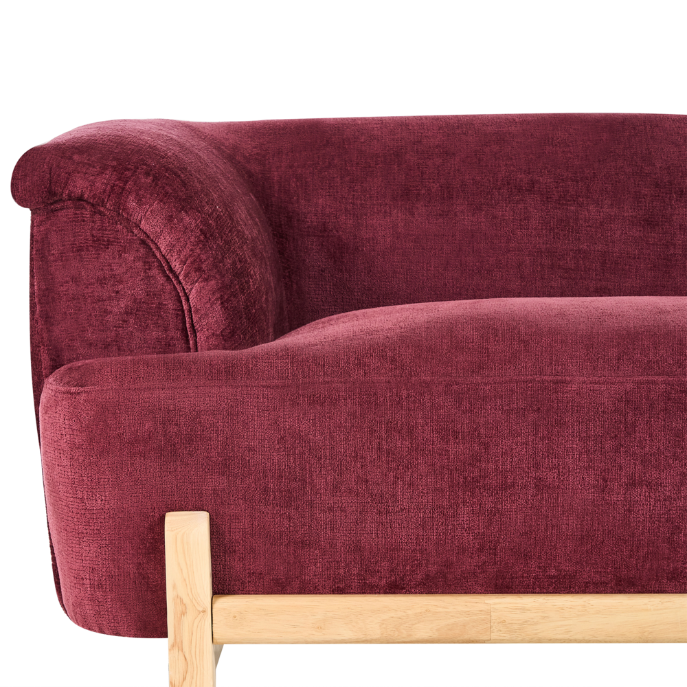 Divano a 2 posti imbottitura in poliestere gambe in legno soggiorno stile moderno bordeaux