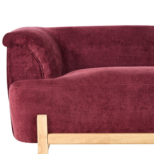 Divano a 2 posti imbottitura in poliestere gambe in legno soggiorno stile moderno bordeaux