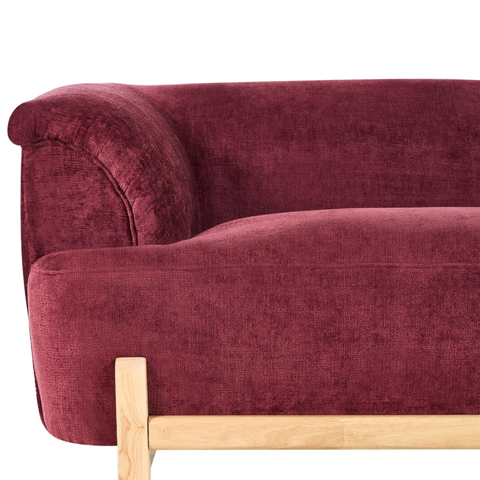 Divano a 2 posti imbottitura in poliestere gambe in legno soggiorno stile moderno bordeaux