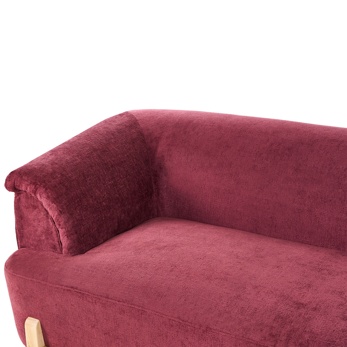 Divano a 2 posti imbottitura in poliestere gambe in legno soggiorno stile moderno bordeaux