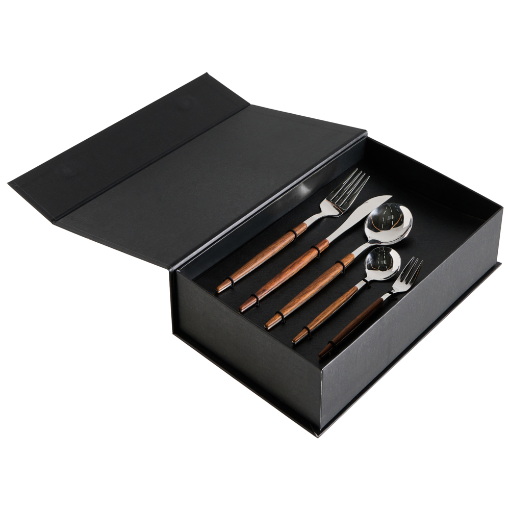 Set di posate Modern Glam 30 pezzi Coltello Forchetta Cucchiaio Cucchiaino da tè Forchetta da frutta Materiale sintetico Acciaio inossidabile argento