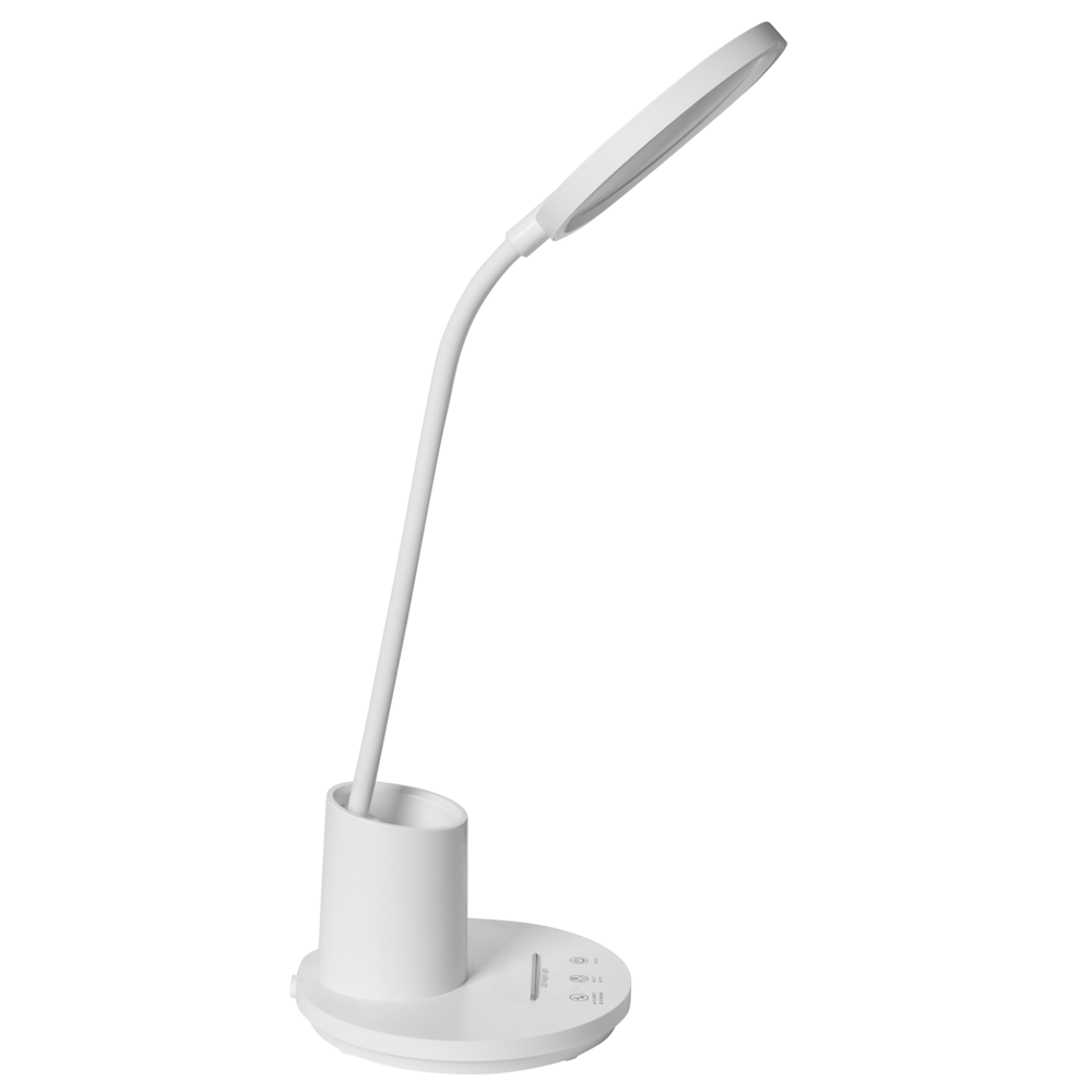 Lampada da scrivania per ufficio bianca illuminazione da tavolo per lettura e computer braccio regolabile dimmer continuo a scorrimento
