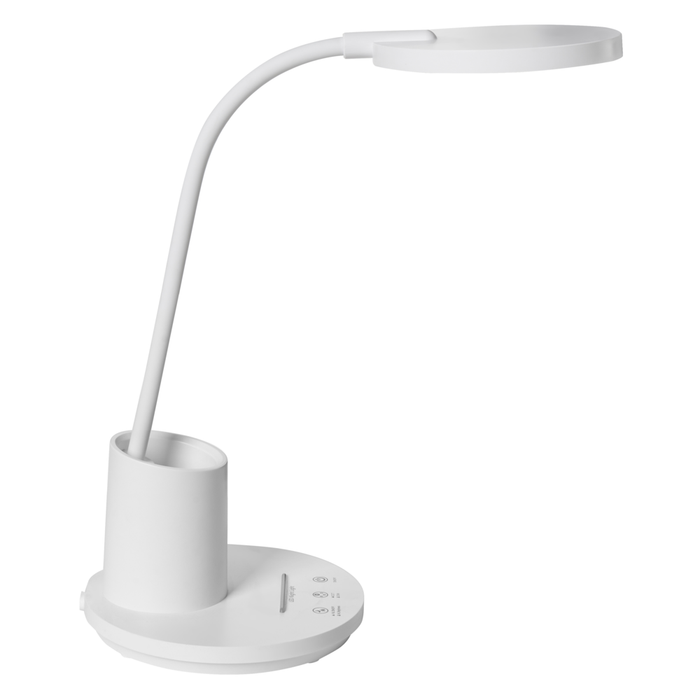 Lampada da scrivania per ufficio bianca illuminazione da tavolo per lettura e computer braccio regolabile dimmer continuo a scorrimento