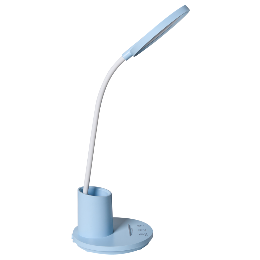 Lampada da scrivania per ufficio blu illuminazione da tavolo per lettura e computer braccio regolabile dimmer continuo a scorrimento