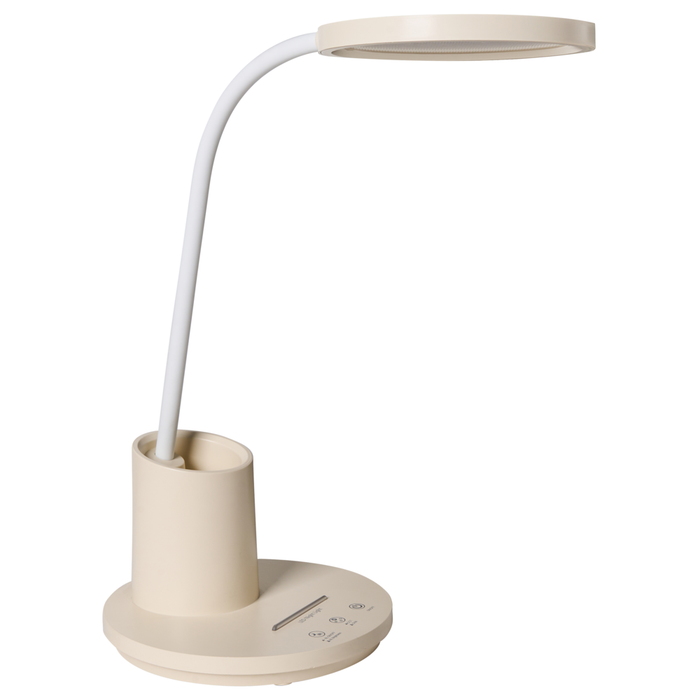 Lampada da scrivania per ufficio beige illuminazione da tavolo per lettura e computer braccio regolabile dimmer continuo a scorrimento