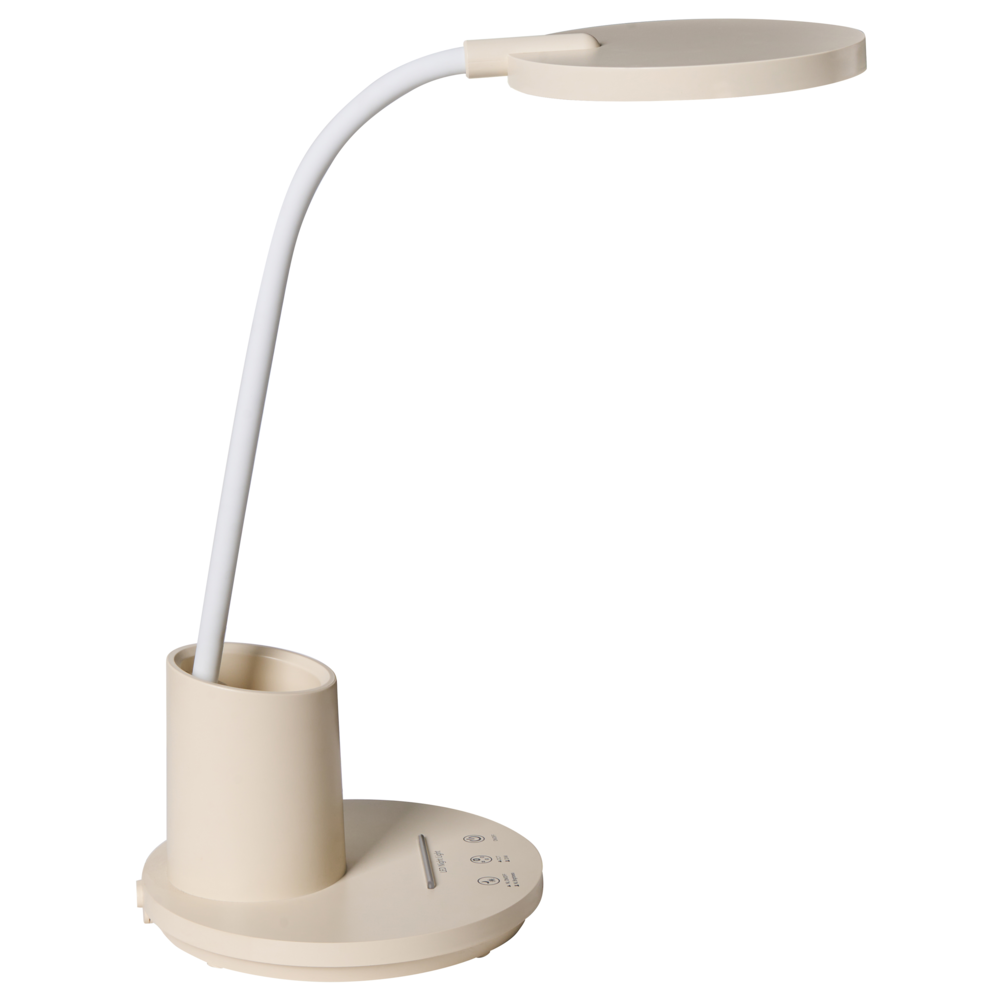 Lampada da scrivania per ufficio beige illuminazione da tavolo per lettura e computer braccio regolabile dimmer continuo a scorrimento