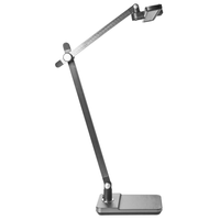 Lampada da scrivania professionale per ufficio grigia illuminazione da tavolo per lettura e computer braccio regolabile dimmer continuo